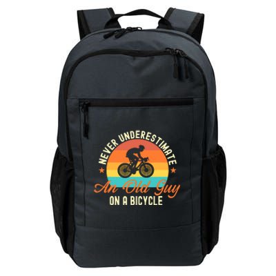 Never Underestimate An Old Guy On A Bicycle Cycling Daily Commute Backpack