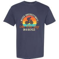 Never Underestimate An Old Guy On A Bicycle Cycling Garment-Dyed Heavyweight T-Shirt