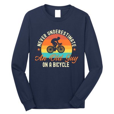 Never Underestimate An Old Guy On A Bicycle Cycling Long Sleeve Shirt