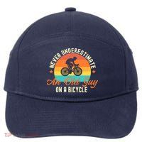 Never Underestimate An Old Guy On A Bicycle Cycling 7-Panel Snapback Hat