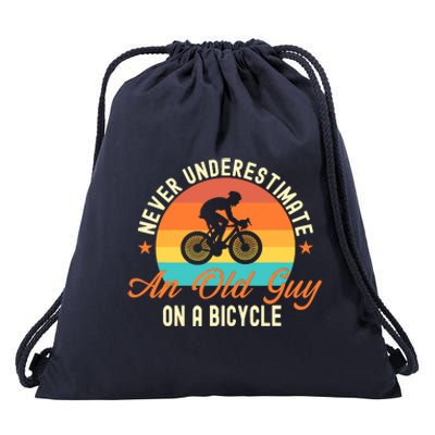 Never Underestimate An Old Guy On A Bicycle Cycling Drawstring Bag