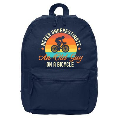 Never Underestimate An Old Guy On A Bicycle Cycling 16 in Basic Backpack