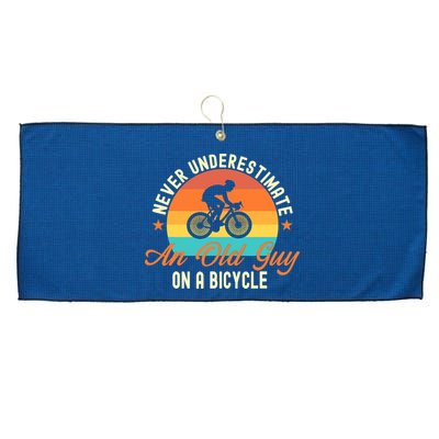 Never Underestimate An Old Guy On A Bicycle Cycling Large Microfiber Waffle Golf Towel