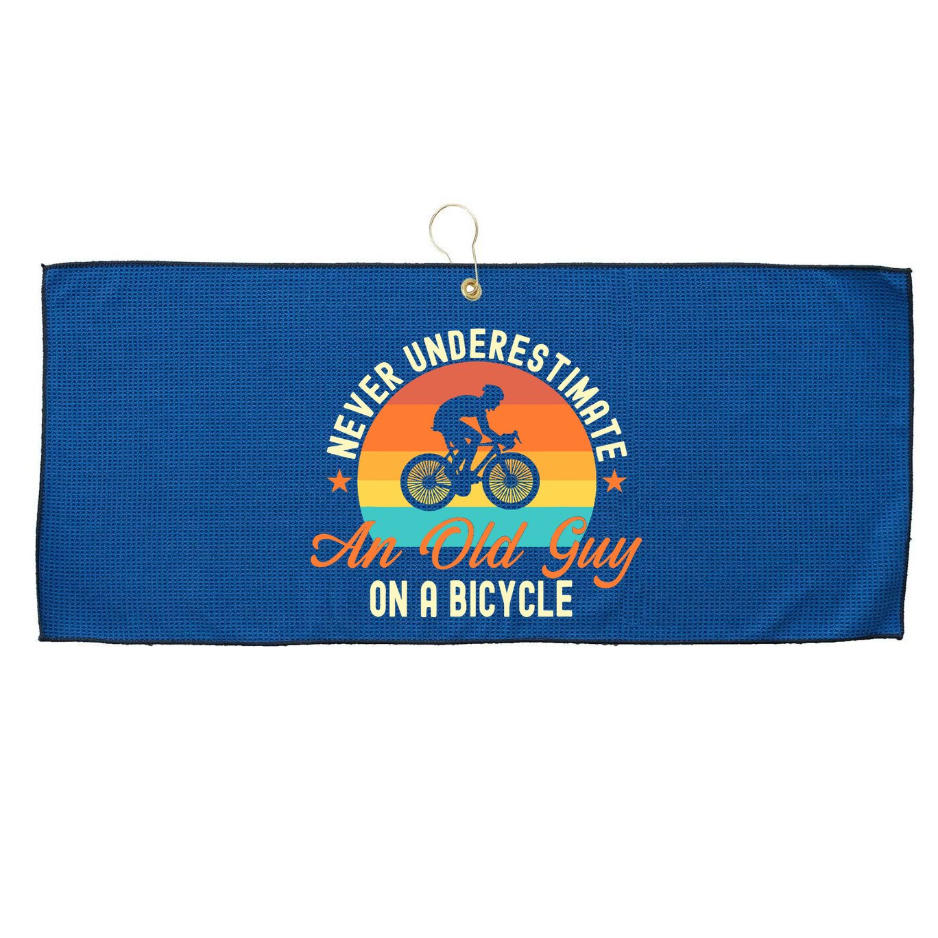 Never Underestimate An Old Guy On A Bicycle Cycling Large Microfiber Waffle Golf Towel