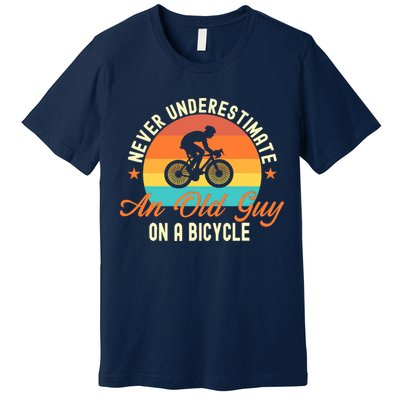 Never Underestimate An Old Guy On A Bicycle Cycling Premium T-Shirt