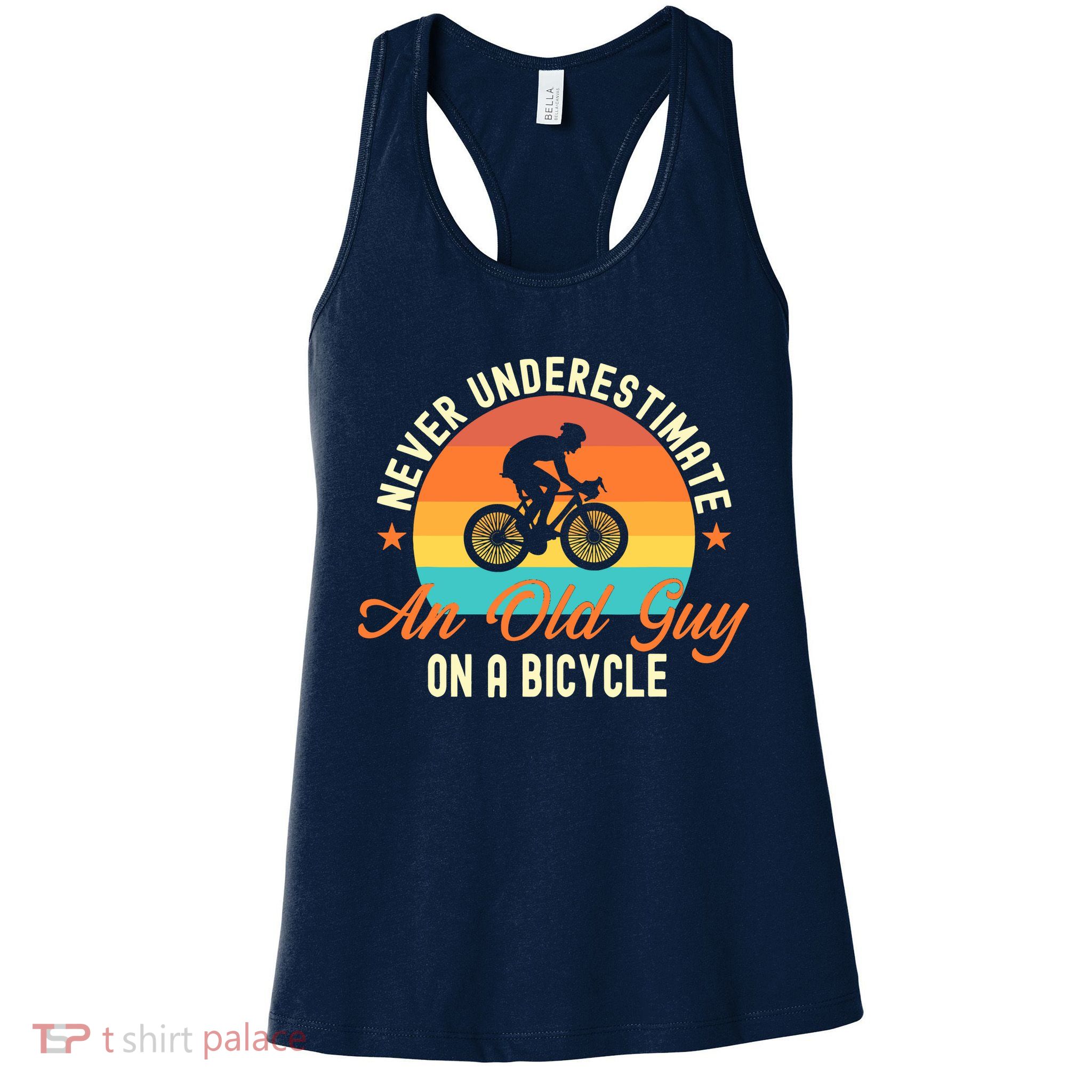 Never Underestimate An Old Guy On A Bicycle Cycling Womens Tank Top