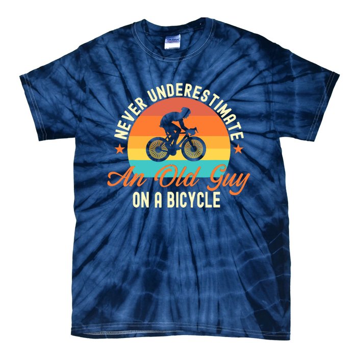 Never Underestimate An Old Guy On A Bicycle Cycling Tie-Dye T-Shirt