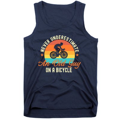 Never Underestimate An Old Guy On A Bicycle Cycling Tank Top