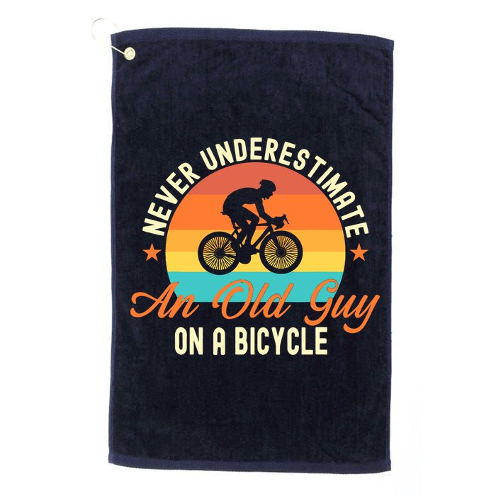 Never Underestimate An Old Guy On A Bicycle Cycling Golf Towel