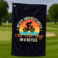 Never Underestimate An Old Guy On A Bicycle Cycling Golf Towel