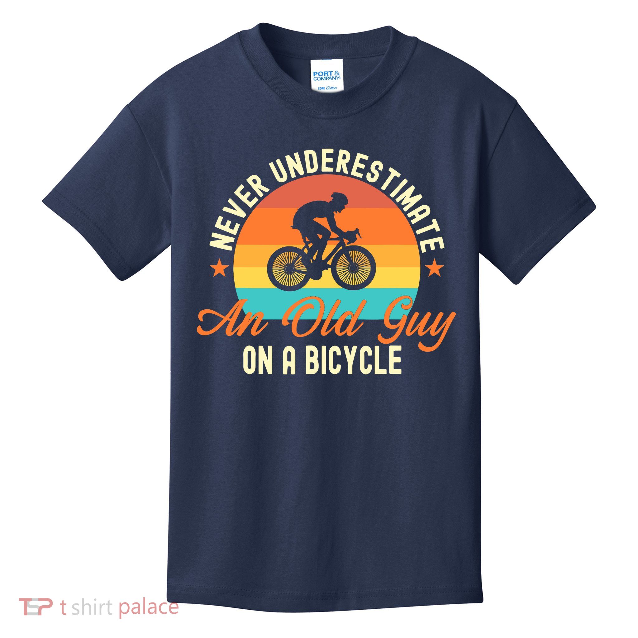 Never Underestimate An Old Guy On A Bicycle Cycling Kids T-Shirt