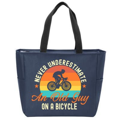 Never Underestimate An Old Guy On A Bicycle Cycling Zip Tote Bag