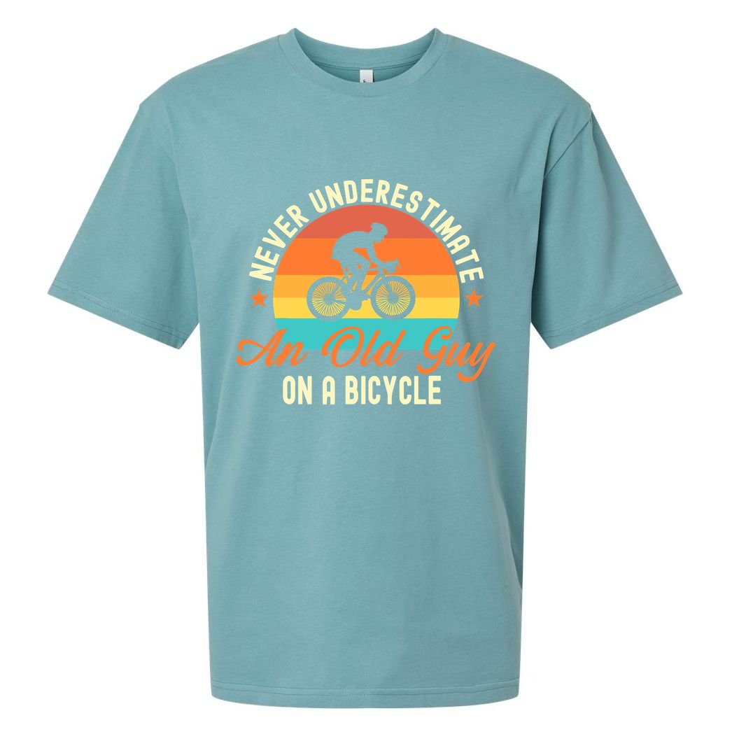 Never Underestimate An Old Guy On A Bicycle Cycling Sueded Cloud Jersey T-Shirt
