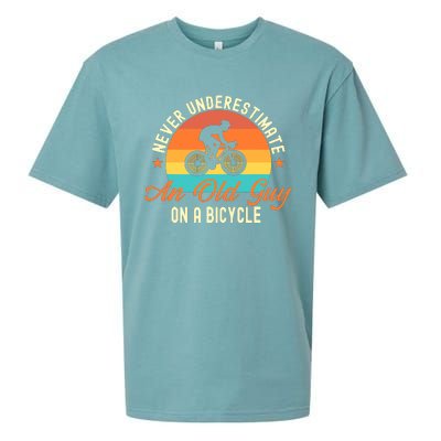 Never Underestimate An Old Guy On A Bicycle Cycling Sueded Cloud Jersey T-Shirt