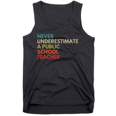 Never Underestimate A Public School Teacher Walz Waltz Gift Tank Top