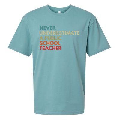 Never Underestimate A Public School Teacher Walz Waltz Gift Sueded Cloud Jersey T-Shirt