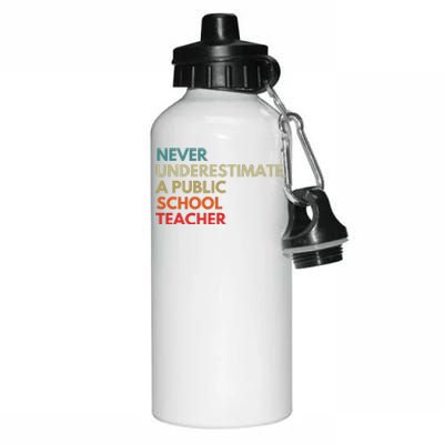 Never Underestimate A Public School Teacher Walz Waltz Gift Aluminum Water Bottle