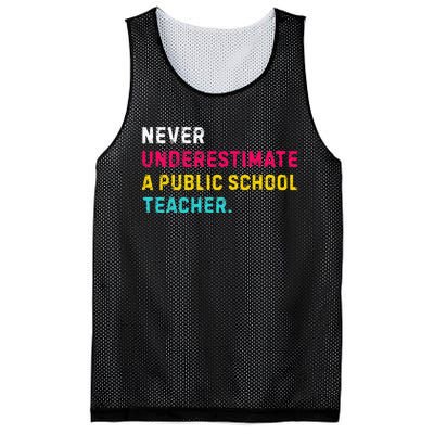 Never Underestimate A Public School Teacher Mesh Reversible Basketball Jersey Tank