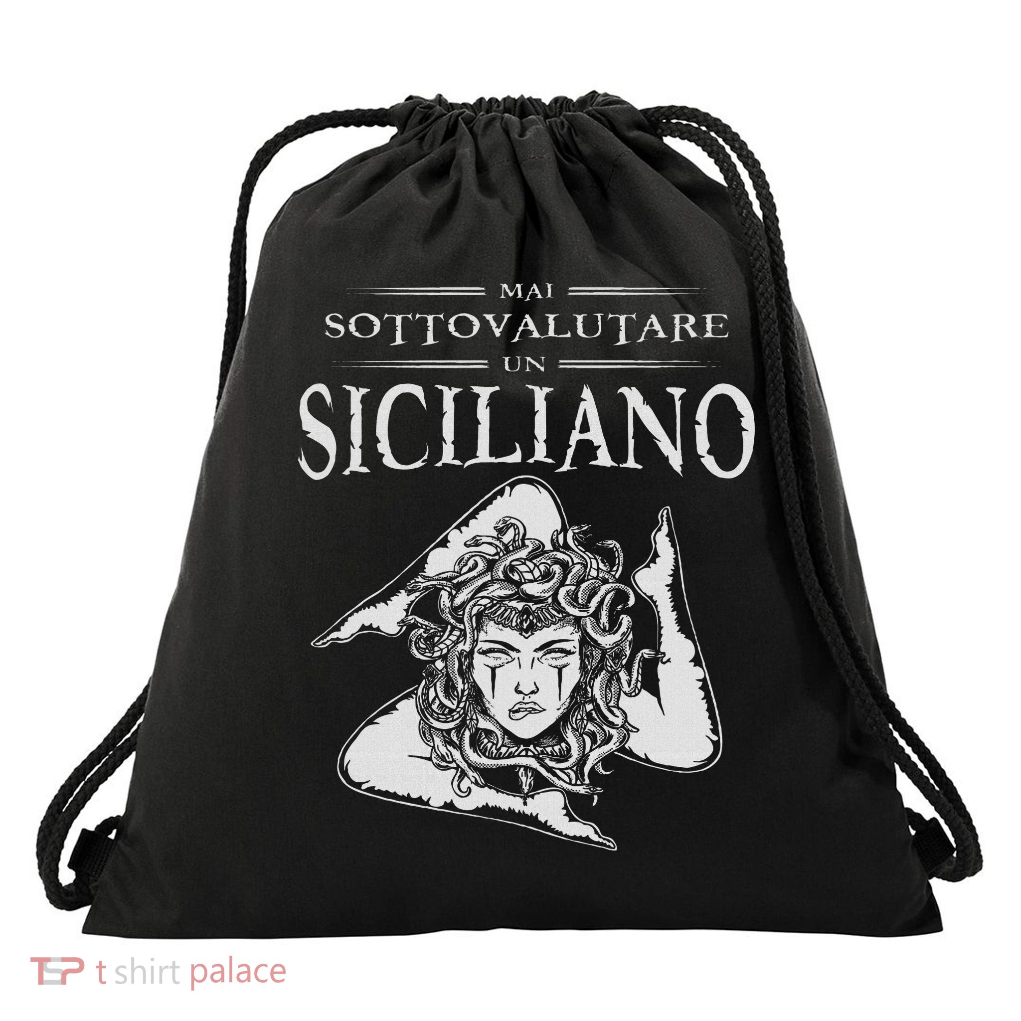 Never Underestimate A Sicilian Trinacria Sicilia Heraldik Drawstring Bag
