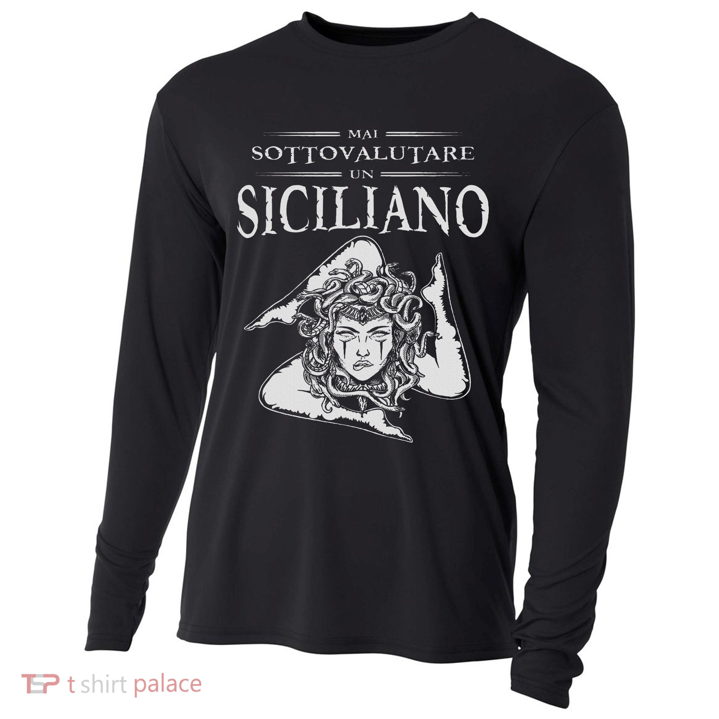 Never Underestimate A Sicilian Trinacria Sicilia Heraldik Cooling Performance Long Sleeve Crew