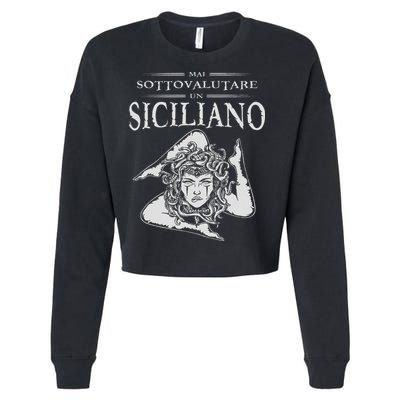 Never Underestimate A Sicilian Trinacria Sicilia Heraldik Cropped Pullover Crew