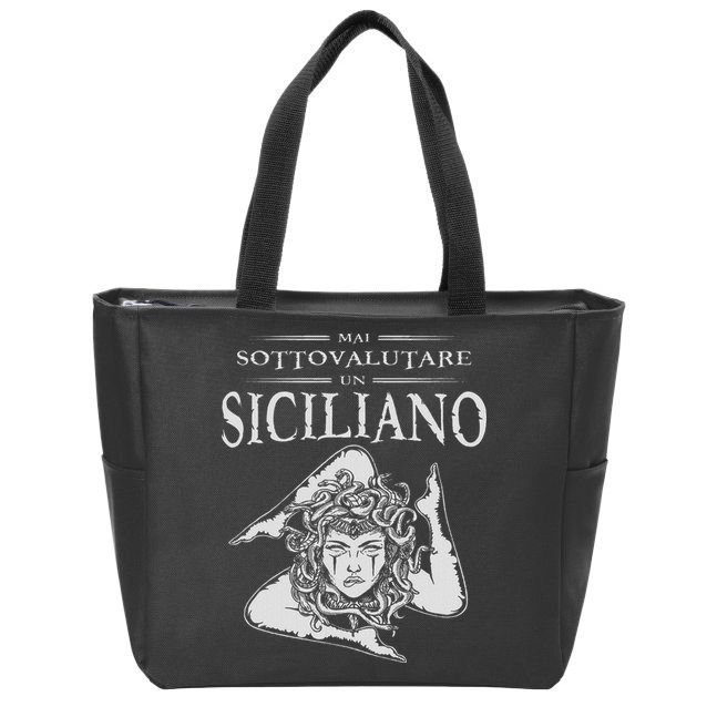 Never Underestimate A Sicilian Trinacria Sicilia Heraldik Zip Tote Bag