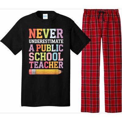 Never Underestimate A Public School Teacher Harris Walz 2024 Pajama Set