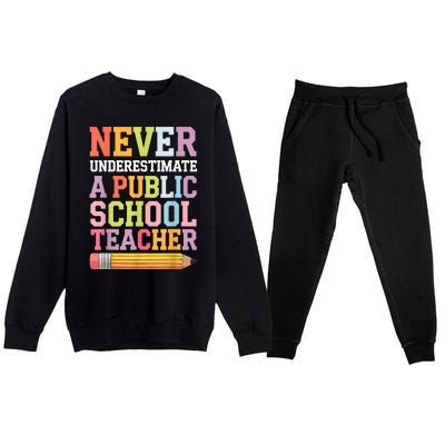 Never Underestimate A Public School Teacher Harris Walz 2024 Premium Crewneck Sweatsuit Set