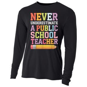 Never Underestimate A Public School Teacher Harris Walz 2024 Cooling Performance Long Sleeve Crew