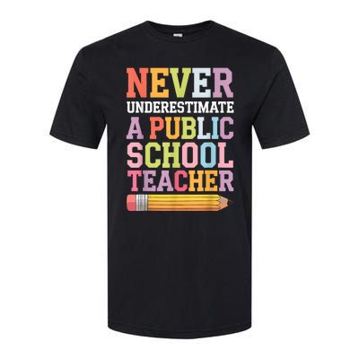 Never Underestimate A Public School Teacher Harris Walz 2024 Softstyle CVC T-Shirt