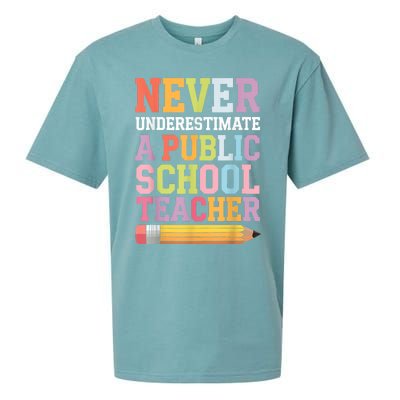 Never Underestimate A Public School Teacher Harris Walz 2024 Sueded Cloud Jersey T-Shirt