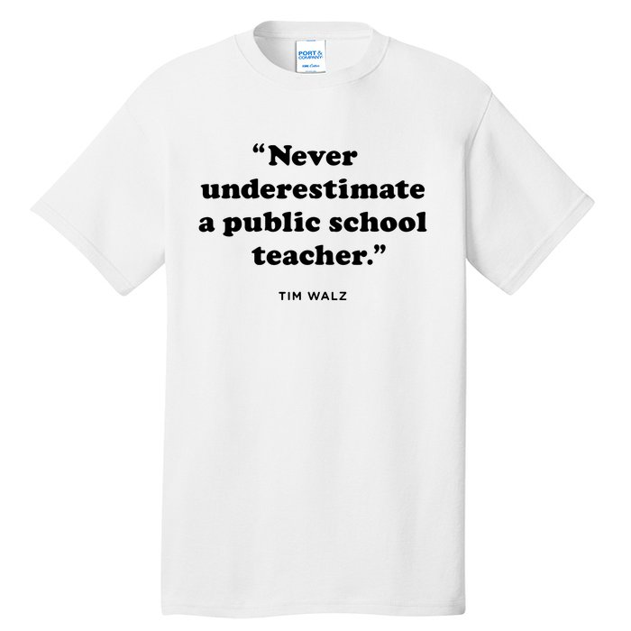 Never Underestimate A Public School Teacher Coach Quote Tall T-Shirt