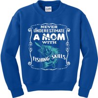 Never Underestimate A Mom With Fishing Skills Gift Kids Sweatshirt