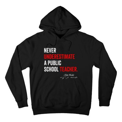 Never Underestimate A Public School Teacher Coach Quote Hoodie