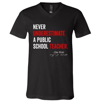 Never Underestimate A Public School Teacher Coach Quote V-Neck T-Shirt