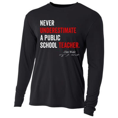 Never Underestimate A Public School Teacher Coach Quote Cooling Performance Long Sleeve Crew