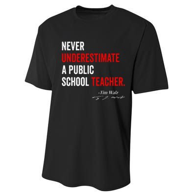 Never Underestimate A Public School Teacher Coach Quote Performance Sprint T-Shirt