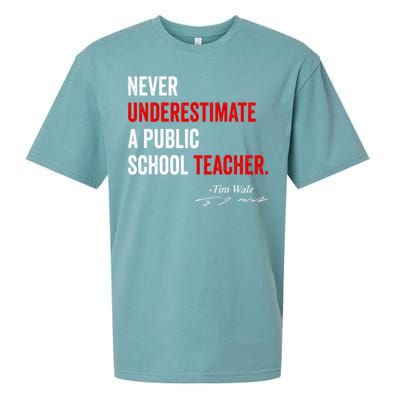 Never Underestimate A Public School Teacher Coach Quote Sueded Cloud Jersey T-Shirt