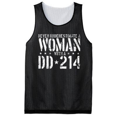 Never Underestimate A Woman With A DD 214 Alumni Mesh Reversible Basketball Jersey Tank