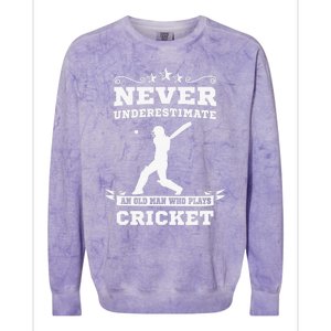 Never Underestimate An Old Man Who Plays Cricket Player Colorblast Crewneck Sweatshirt