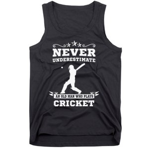 Never Underestimate An Old Man Who Plays Cricket Player Tank Top