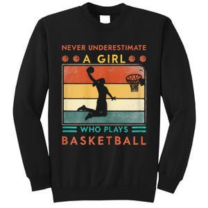 Never Underestimate A Girl Who Plays Basketball Sweatshirt