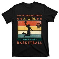 Never Underestimate A Girl Who Plays Basketball T-Shirt