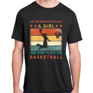 Never Underestimate A Girl Who Plays Basketball Adult ChromaSoft Performance T-Shirt