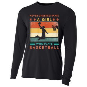 Never Underestimate A Girl Who Plays Basketball Cooling Performance Long Sleeve Crew