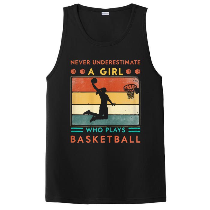 Never Underestimate A Girl Who Plays Basketball PosiCharge Competitor Tank