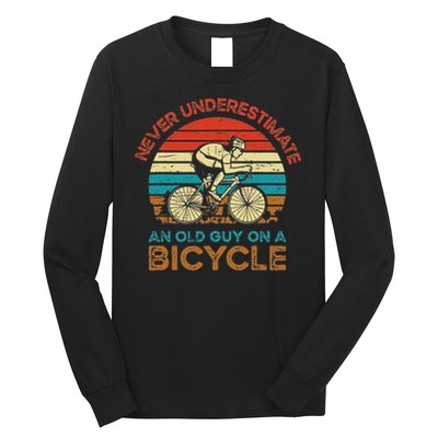 Never Underestimate An Old Guy On A Bicycle Cycling Long Sleeve Shirt
