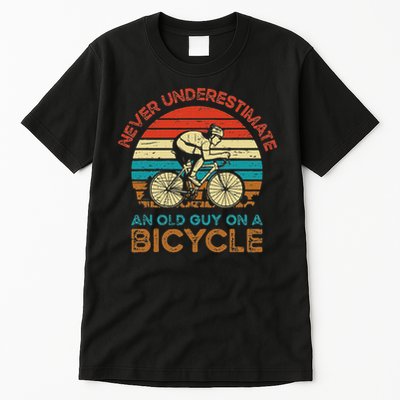 Never Underestimate An Old Guy On A Bicycle Cycling Tall T-Shirt