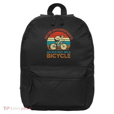 Never Underestimate An Old Guy On A Bicycle Cycling 16 in Basic Backpack