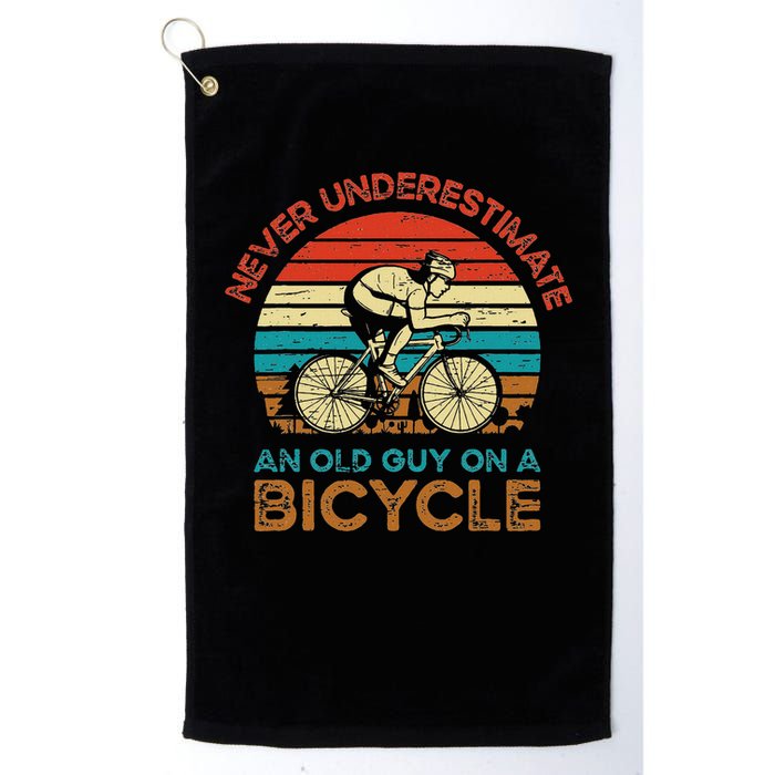 Never Underestimate An Old Guy On A Bicycle Cycling Golf Towel